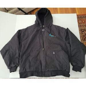 Dri Duck Black Canvas Hooded Work Winter Coat 2XL Cheyenne Quilted Liner #5020